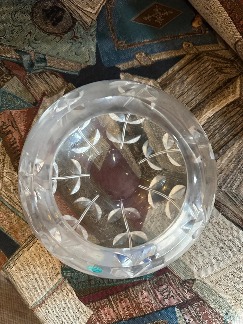 Crystal Leaf Etched Glass Bowl tiffany & co
